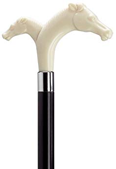 Unisex Double Horse Heads Derby Maple Cane,Ivory Handle -Affordable Gift! Item #HAR-9140738