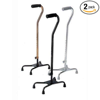 Medline MDS86228CHR Basic Aluminum Quad Cane with Large Base and Foam Handle, Chrome (Pack of 2)