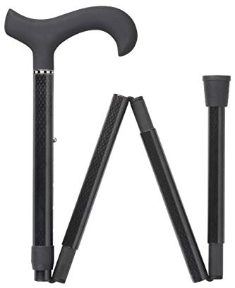 Women's Ultra-Light Weight and Durable Carbon Fiber Folding Cane Color: Black