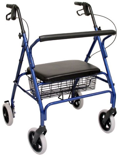 Karman Healthcare R-4700W-BL Extra Wide Steel Rollator, Blue, 8 Inches Heavy Duty Casters