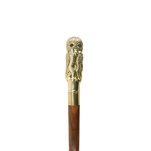 New Solid Brass Octopus Handle Wood Shaft Cane Wooden Walking Stick