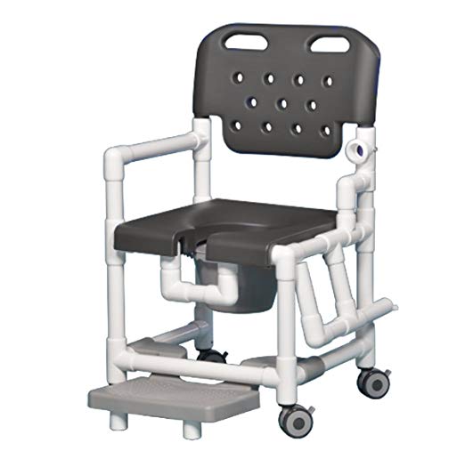 Elite Shower Chair Commode with Footrest and Left Drop Arm ELT817 P FRLDA (Gray)