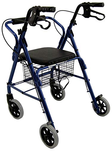 Karman Healthcare R-4100N-BL Aluminum Junior Rollator with Low Seat, Blue, 6 Inches Casters