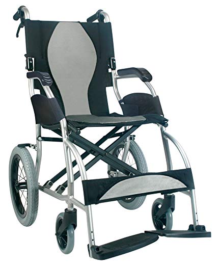 Karman Healthcare S-2501 Ergonomic Ultra Lightweight Transport Chair, Pearl Silver, 16 Inches Seat Width