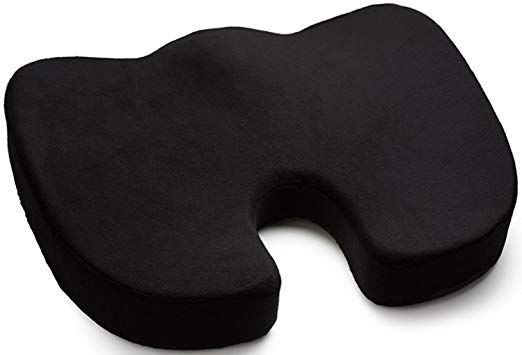 BodyHealt Tailbone Seat Cushion - Posture Support Memory Foam - Contoured with Removable & Washable Cover - Back Support Tailbone, Sciatica, Hemorrhoids, Coccyx and Lower Back Pain Relief