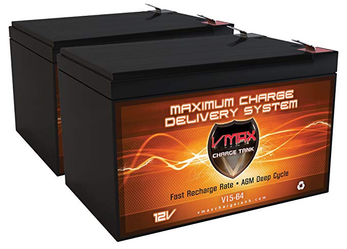 QTY 2 VMAXMB64 AGM Deep Cycle Battery Replacement for Golden Technology BuzzAround Lite 3 Wheel Scooter 12V 15Ah Battery