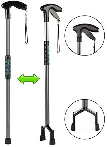 Handy Cane (Medium) All-In-One Walking Aid with Built-In Reacher Grabber