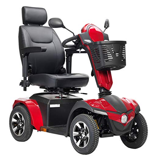 Drive Medical Panther Captain Seat 4 Wheel Heavy Duty Scooter, Red, 22 Inch