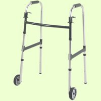 Invacare Dual Release Paddle Walker with Wheels-Junior: 3 inch wheels (4ft.4in - 5ft.7in),Each