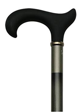 Men Soft Touch Derby Cane Glossy Metallic Silver -Affordable Gift! Item #DHAR-9766400