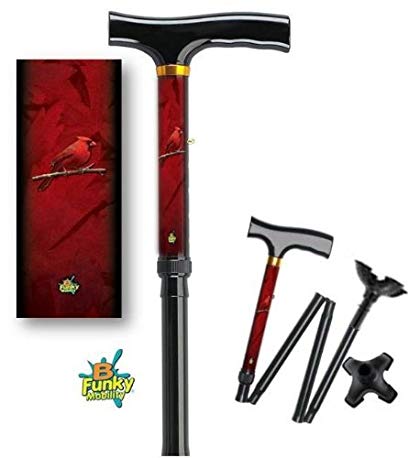 Adjustable Folding Walking Cane with Footed Cane Tip Cardinals