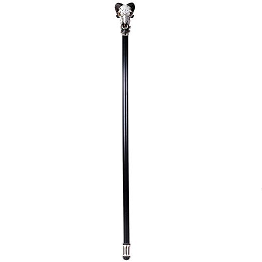 Ram Horn Skull Baphomet Goat Head Swaggering Cane Cosplay Stick Walking Cane 38L