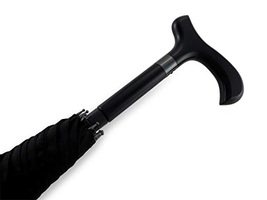 Nylon Walking Canes Black Nylon Umbrella W/Hidden Extractable Walking Cane 34 In. Black