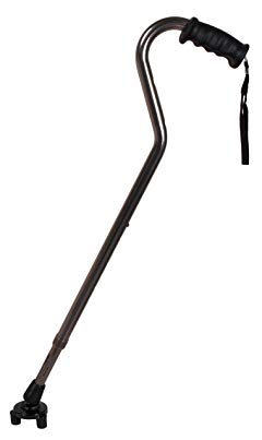 Go Steady Aluminum Adjustable Cane with Grooved Grip Handle and Patented Tripod FlexiTip (Black)