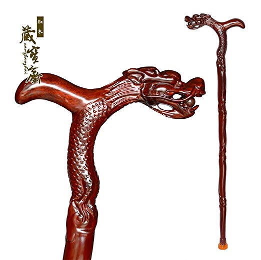 G&M Wood carving wood walking stick carved walking stick cane for the elderly vintage carved dragon cane