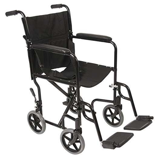 PCP Lightweight Folding Transport Wheelchair, Black