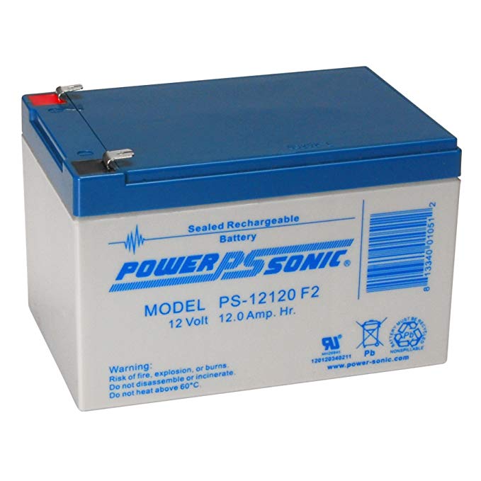 Powersonic PS-12120F2-12 Volt/12 Amp Hour Sealed Lead Acid Battery with F2 Terminals