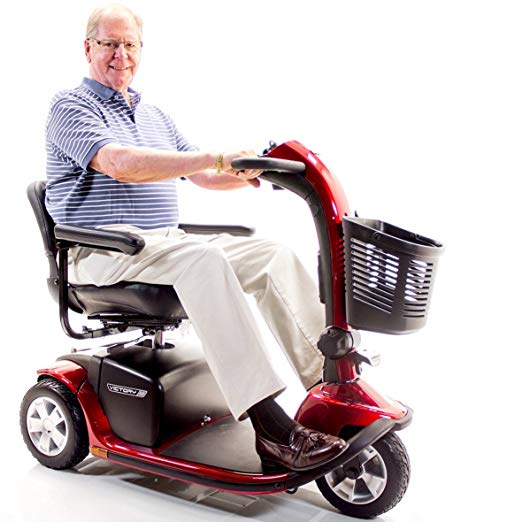 VICTORY 10 Pride 3-wheel Electric Scooter SC610 Red + Challenger Mobility Accessories - Bundle