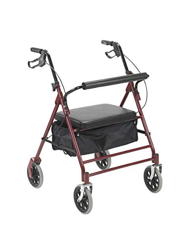 Drive Medical 10252RD Bariatric Rollator with Wheels, Red, 7.5 Inch