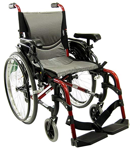 Karman S-ERGO 305 Lightweight Ergonomic Wheelchair S-ERGO305Q16RS, 29 lbs., Quick Release Wheels, Frame Rose Red, Seat Size 16