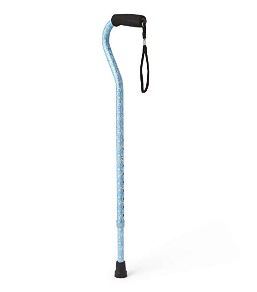 Medline MDS86420BT Offset Handle Cane, Baroque Teal