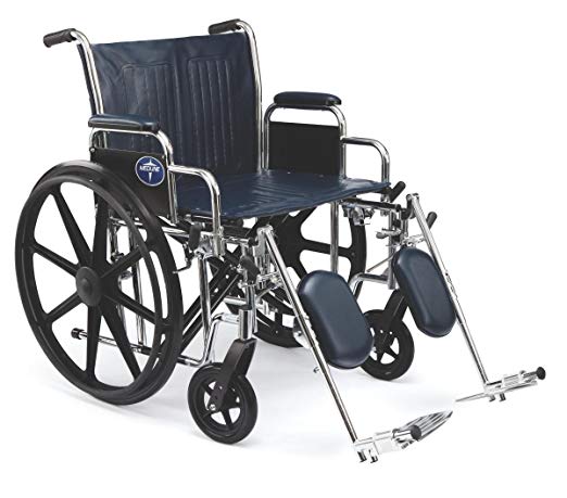 Medline Excel Extra-Wide Wheelchair, Wide Seat, Desk-Length Removable Arms, Elevating Legrests, Chrome Frame Seat: 24