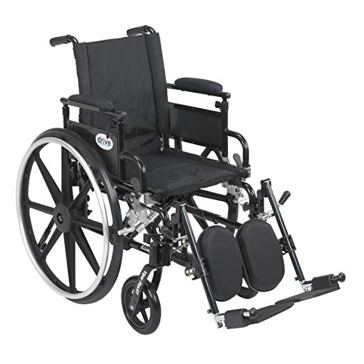 Drive Medical Viper Plus GT Wheelchair with Removable Flip Back Adjustable Arms, Adjustable Desk Arms, Elevating Legrests, 20-Inch