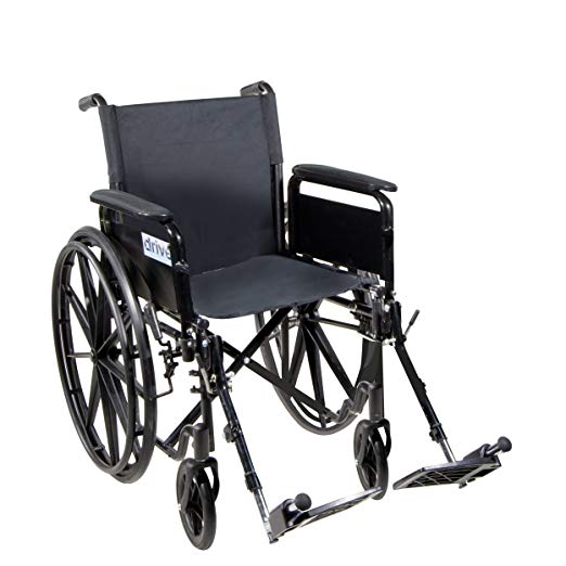 Silver Sport Wheelchair from Drive Medical with Fixed Arms, Swing Away Footrest