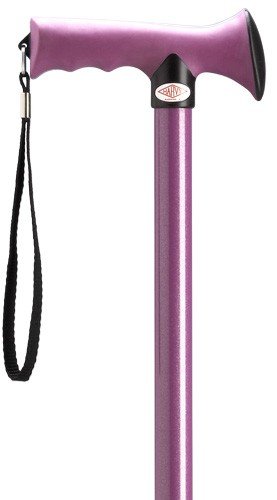 Dark Pink Ergonomic Rubber Grip Handle Aluminum Adjustable Shaft Ladies Walking Cane