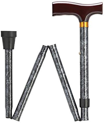 Adjustable Fritz Cane Black Metallic Marble , Brown Solid Wood Handle -Affordable Gift! Item #DHAR-9052527