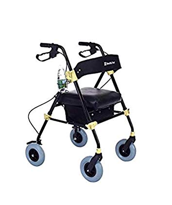 Health Port Folding Walker with Seat | Rolling Medical Walkers Mobility Aid for Seniors | Storage Bag and Cup Holder| Elderly & Handicap Walking Seat with Wheels