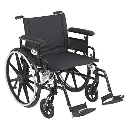 Drive Medical Viper Plus GT Wheelchair with Flip Back Removable Adjustable Full Arms, Swing away Footrests, 22