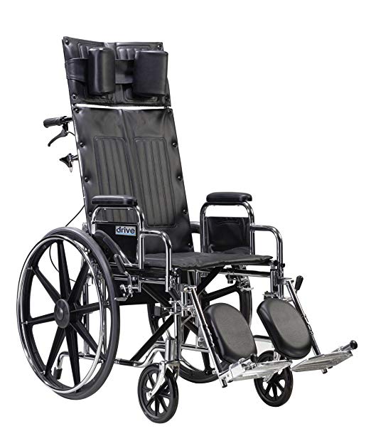 Drive Medical Sentra Reclining Wheelchair with Various Arm Styles and Elevating Legrest, 22