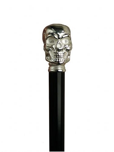 Unisex Skull Cane Black, Metal Chrome Finish Handle -Affordable Gift ...